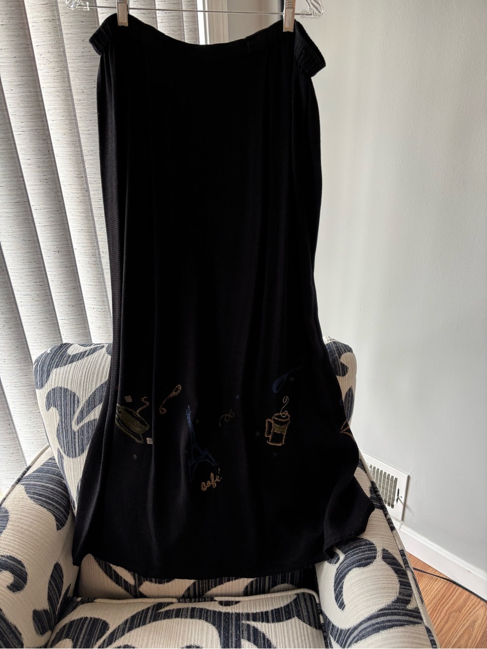 Black Midi Skirt with Subtle Embroidery